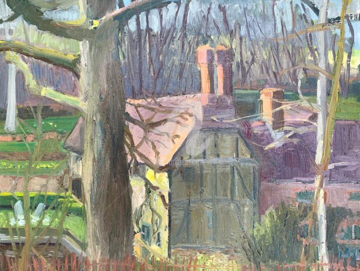 Painting titled "Barford Mill in Aft…" by Georgina Rey, Original Artwork, Oil