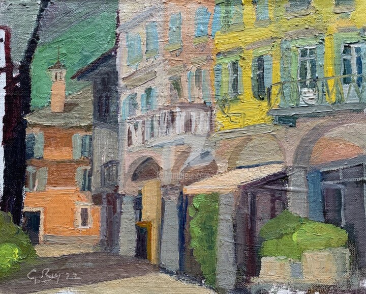 Painting titled "Piazza del Mercuto…" by Georgina Rey, Original Artwork, Oil