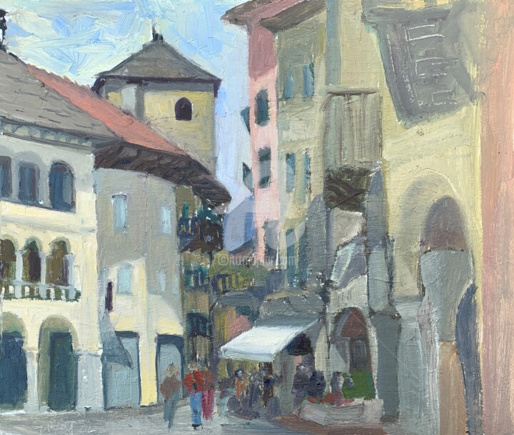 Painting titled "Piazza del Mercuto…" by Georgina Rey, Original Artwork, Oil