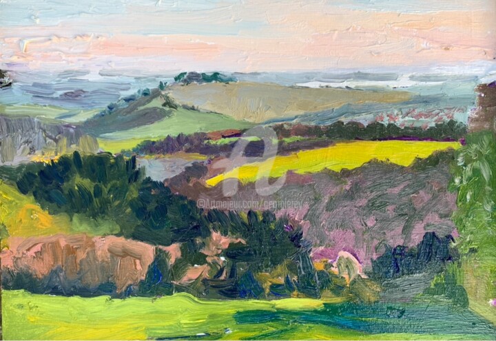 Malerei mit dem Titel "Box Hill, looking S…" von Georgina Rey, Original-Kunstwerk, Öl