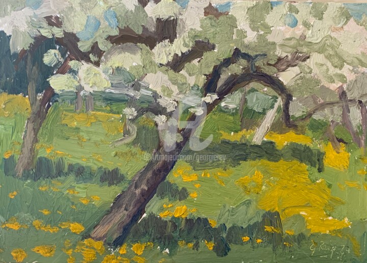 Malerei mit dem Titel "Apple Blossom" von Georgina Rey, Original-Kunstwerk, Öl