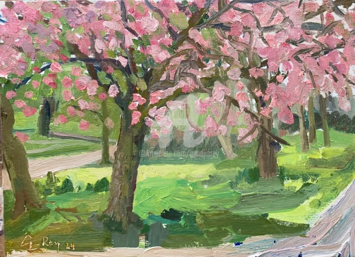 Malarstwo zatytułowany „Cherry Blossom, Spr…” autorstwa Georgina Rey, Oryginalna praca, Olej