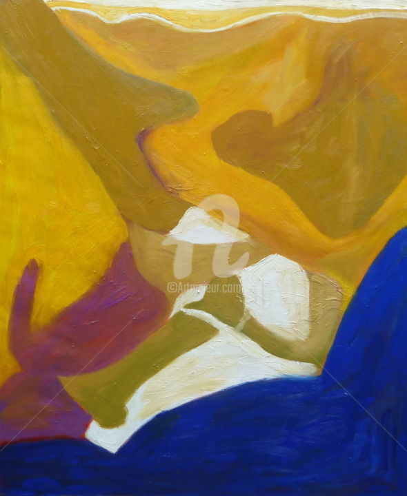 「Yellow/Blue Valley…」というタイトルの絵画 Georgina Reyによって, オリジナルのアートワーク, オイル