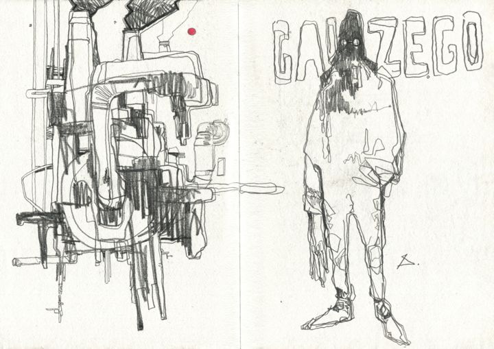 Drawing titled "С A L Z E G O" by Georgy Stork, Original Artwork, Pencil