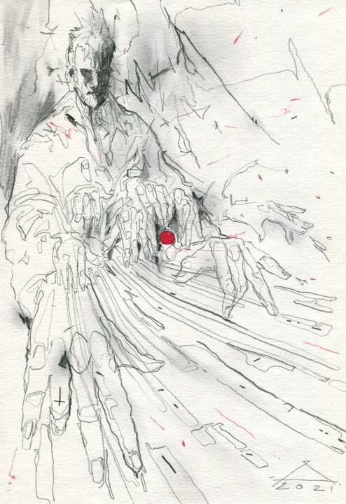 Dessin intitulée "A glimpse" par Georgy Stork, Œuvre d'art originale, Crayon