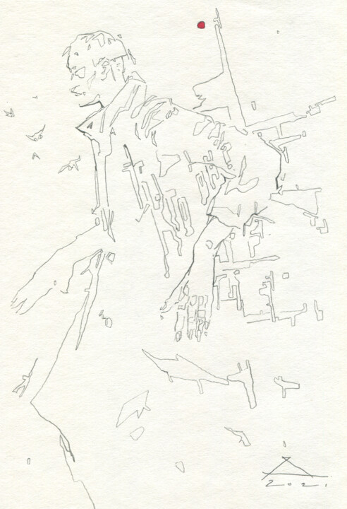 Dessin intitulée "Who is he?" par Georgy Stork, Œuvre d'art originale, Crayon