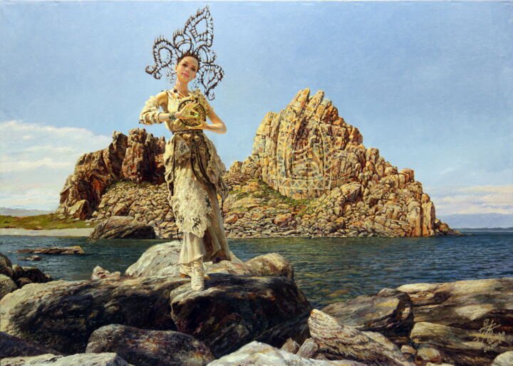 Painting titled "Baikal emeralds 08.…" by Georgii Ineshin (Georgy Ineshin Gotcha), Original Artwork, Oil