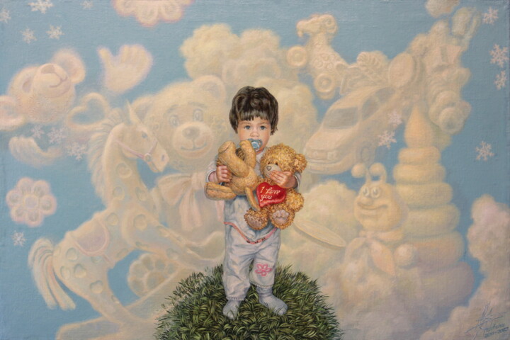 Peinture intitulée "toy" par Georgii Ineshin (Georgy Ineshin Gotcha), Œuvre d'art originale, Huile Monté sur Châssis en bois