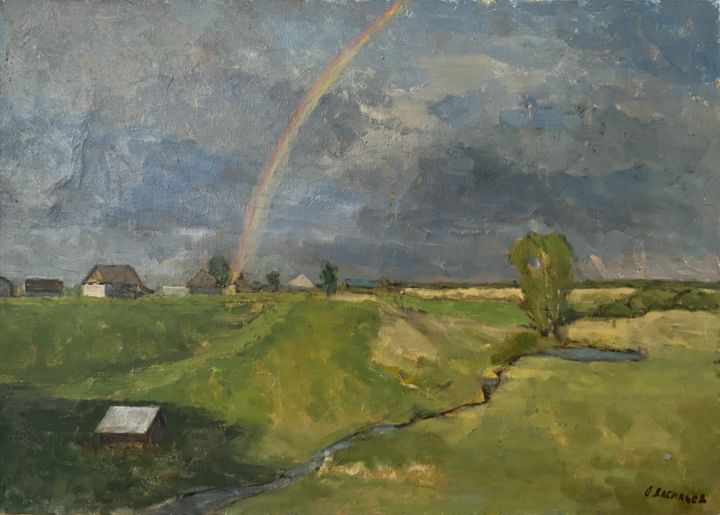 Painting titled "Rainbow" by Oleg Vasiliev, Original Artwork, Oil