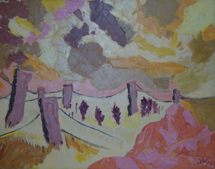 Painting titled "Le chemin d'Hohbul…" by Sam Salahié, Original Artwork, Oil