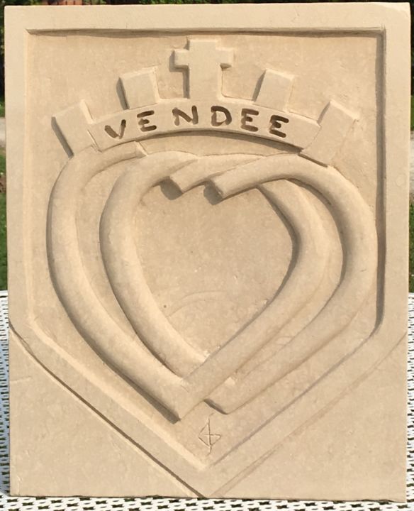 Sculpture titled "Ecusson de Vendée" by Gepsy, Original Artwork, Stone