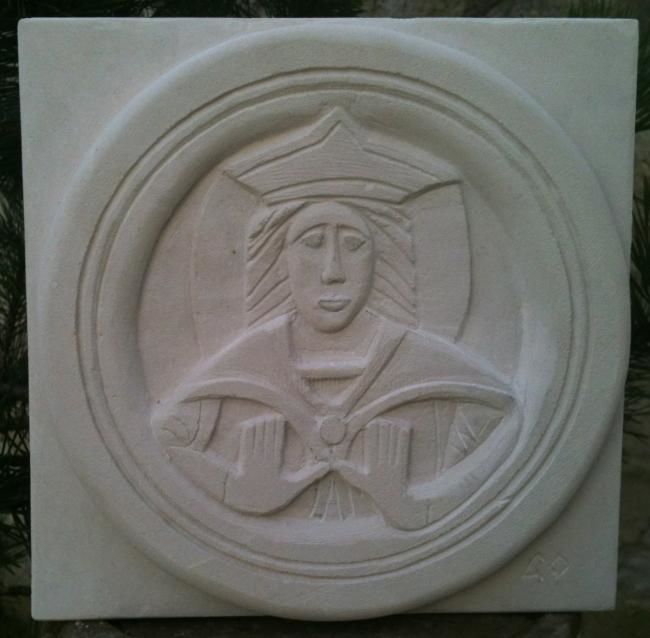 Escultura intitulada "Bas relief St Jacqu…" por Gepsy, Obras de arte originais, Pedra