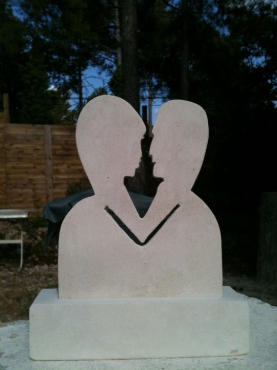 Sculpture intitulée "Cœur Amoureux" par Gepsy, Œuvre d'art originale, Pierre