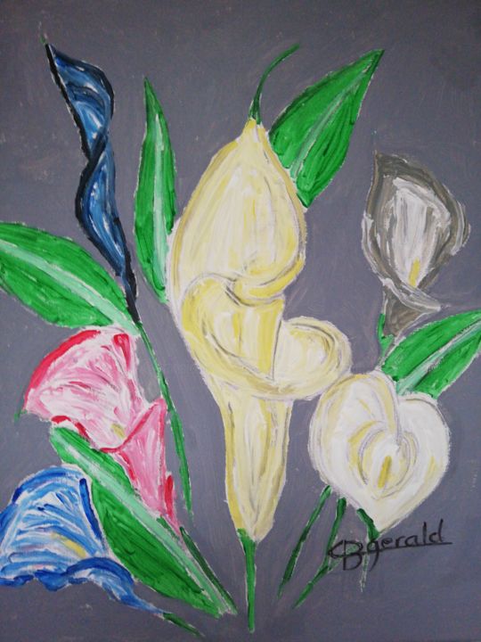 Pittura intitolato "Cala Lillies" da Gerald Berger-Champion, Opera d'arte originale, Acrilico