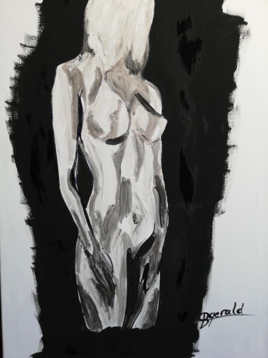 Painting titled "Nude on negative fi…" by Gerald Berger-Champion, Original Art, Acrylic