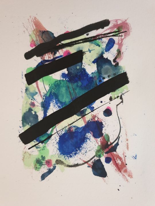 Картина под названием "Lines 06" - Gerald Demortier, Подлинное произведение искусства, Чернила