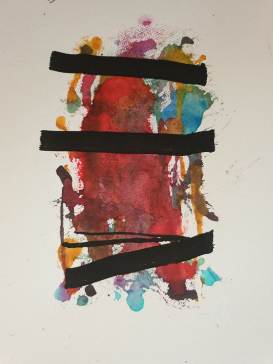 Картина под названием "Lines.08" - Gerald Demortier, Подлинное произведение искусства, Чернила