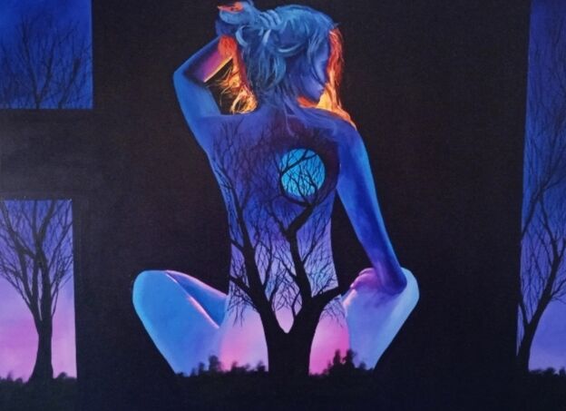 Peinture intitulée "Mujer de la noche" par Gerald Vásquez, Œuvre d'art originale, Acrylique