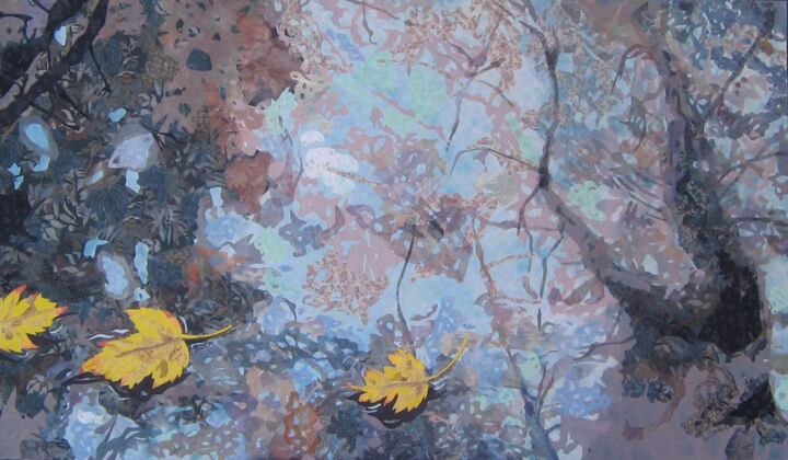 Textile Art titled "Floating Leaves" by Geraldine Clarkson, Original Artwork, Fabric