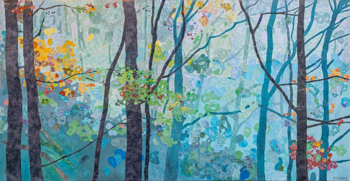 Текстильное искусство под названием "Into the Blue" - Geraldine Clarkson, Подлинное произведение искусства, Ткань