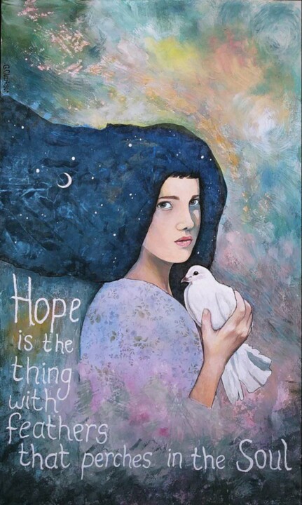 Painting titled "Hope" by Geraldine Clarkson, Original Artwork, Acrylic Mounted on artwork_cat.