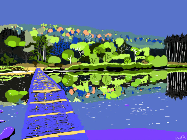Цифровое искусство под названием "River semois" - Geraldine Ragon, Подлинное произведение искусства, Цифровая живопись