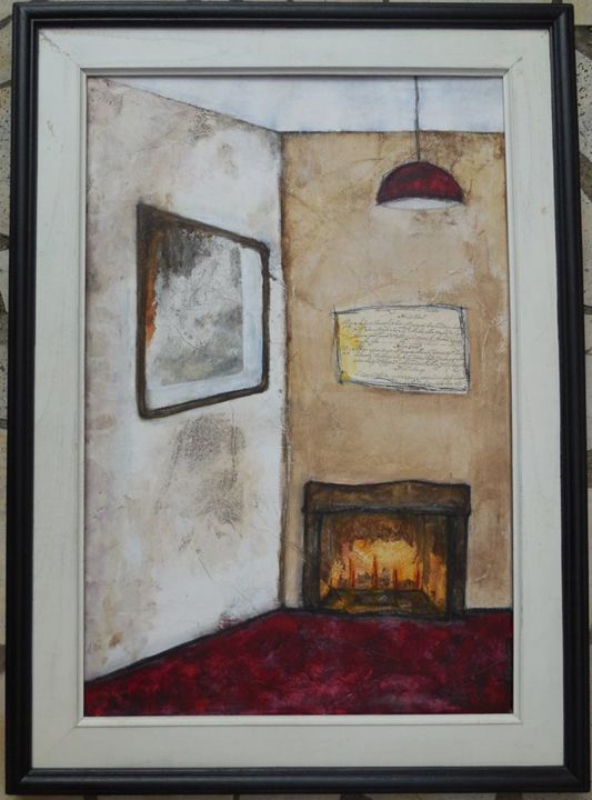 Peinture intitulée "Cheminée" par Géraldine Rey-Deschamps, Œuvre d'art originale,