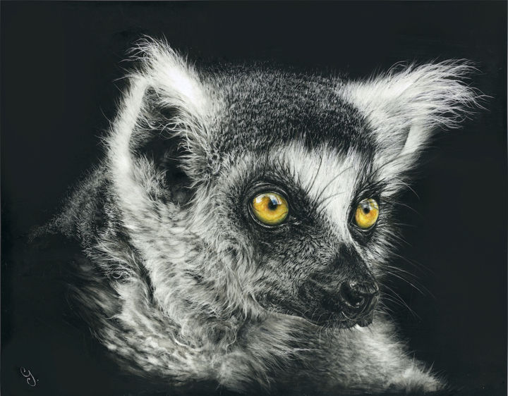 Desenho intitulada "Ninety-five percent" por Geraldine Simmons, Obras de arte originais, Scratchboard