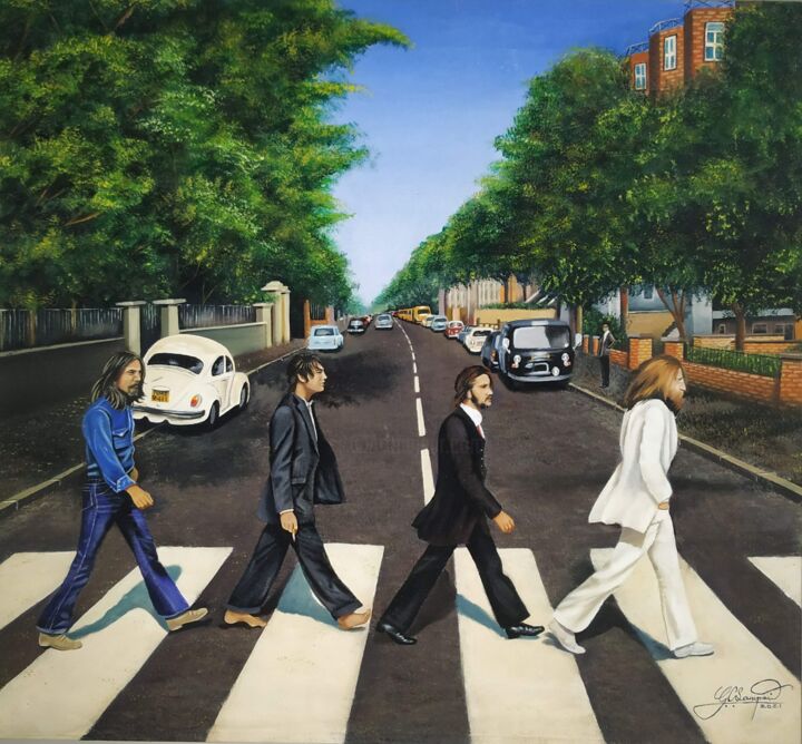 Pintura intitulada "The Beatles, Abbey…" por Geraldo Sampaio, Obras de arte originais, Óleo