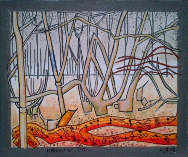 「Broken Tree」というタイトルの絵画 Gerald Shepherd F.F.P.S.によって, オリジナルのアートワーク, オイル