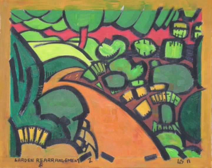 Painting titled "Garden Rearrangemen…" by Gerald Shepherd F.F.P.S., Original Artwork, Oil