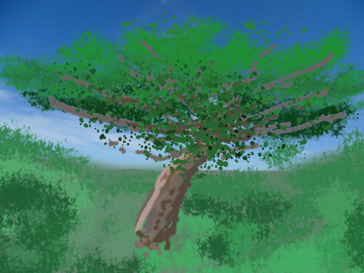 Digital Arts titled "A Tree Study" by Gerald Shepherd F.F.P.S., Original Artwork, Digital Painting