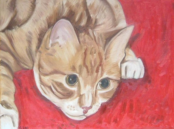 Painting titled "Sandy (Cat)" by Gerald Shepherd F.F.P.S., Original Artwork, Oil