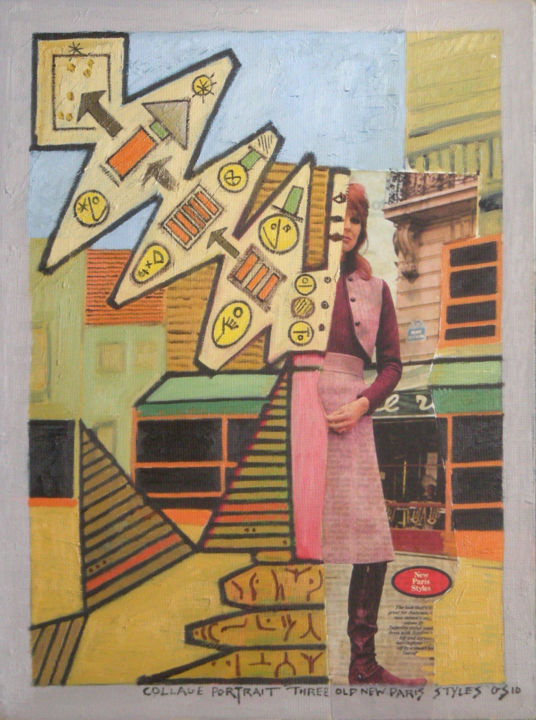 Peinture intitulée "Collage Portrait 3" par Gerald Shepherd F.F.P.S., Œuvre d'art originale, Huile