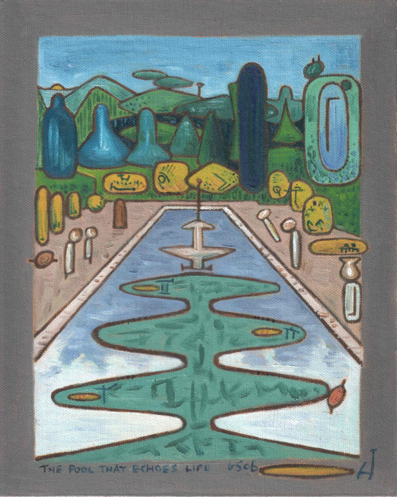 「The Pool That Echoe…」というタイトルの絵画 Gerald Shepherd F.F.P.S.によって, オリジナルのアートワーク, オイル