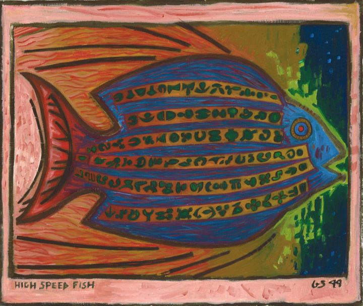 Painting titled "High Speed Fish" by Gerald Shepherd F.F.P.S., Original Artwork, Oil