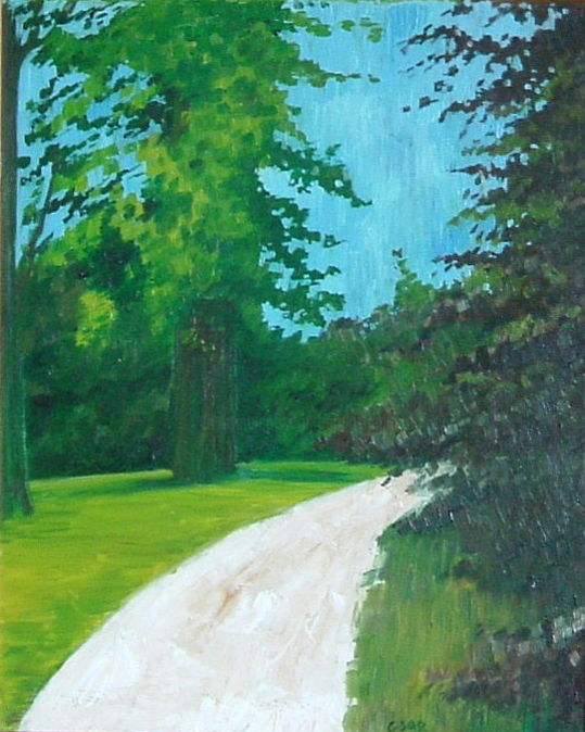 Painting titled "Woodland Walk" by Gerald Shepherd F.F.P.S., Original Artwork, Oil
