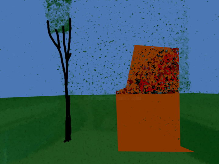 Digital Arts titled "Tree And Derelict B…" by Gerald Shepherd F.F.P.S., Original Artwork, Digital Painting