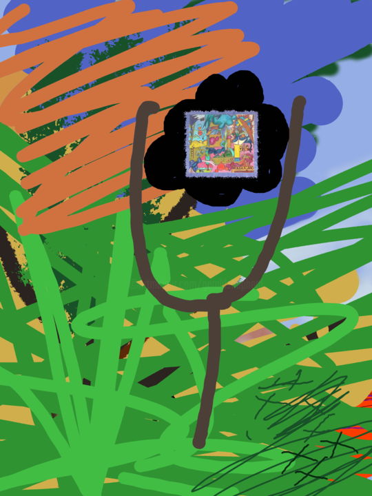 Digital Arts titled "Painting In A Tree" by Gerald Shepherd F.F.P.S., Original Artwork, Digital Painting