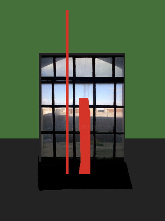 Digital Arts titled "Two Red Lines On A…" by Gerald Shepherd F.F.P.S., Original Artwork, Digital Painting