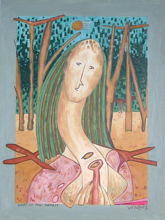 Pittura intitolato "Lady In The Forest…" da Gerald Shepherd F.F.P.S., Opera d'arte originale, Olio