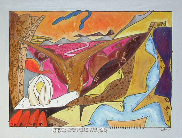 Peinture intitulée "Polyscenic Invention" par Gerald Shepherd F.F.P.S., Œuvre d'art originale, Huile