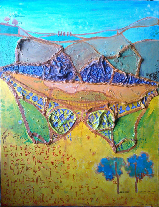 Collagen mit dem Titel "Landscape: The Lega…" von Gerald Shepherd F.F.P.S., Original-Kunstwerk