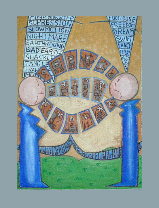 Painting titled "Two People Communic…" by Gerald Shepherd F.F.P.S., Original Artwork, Acrylic