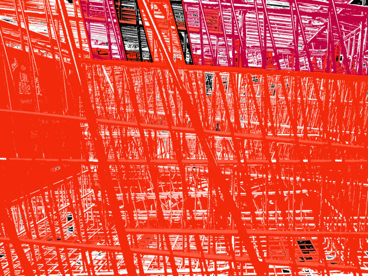 Digital Arts titled "Red Construction" by Gerald Shepherd F.F.P.S., Original Artwork, 2D Digital Work