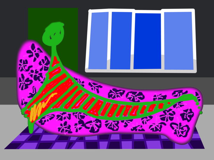 Digitale Kunst getiteld "Lounging Woman" door Gerald Shepherd F.F.P.S., Origineel Kunstwerk, Digitaal Schilderwerk