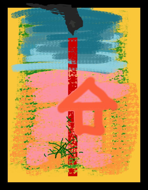 Digital Arts titled "Smoking Chimney" by Gerald Shepherd F.F.P.S., Original Artwork, Digital Painting