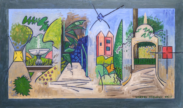 Painting titled "Garden Sequence*" by Gerald Shepherd F.F.P.S., Original Artwork, Oil