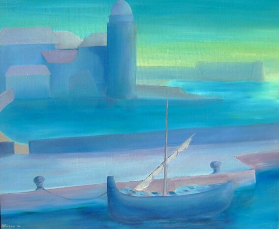 Painting titled "Collioure" by Gerard Alverni, Original Artwork, Oil