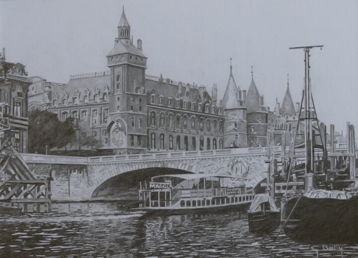 Drawing titled "Travaux du métro de…" by Gérard Baty, Original Artwork